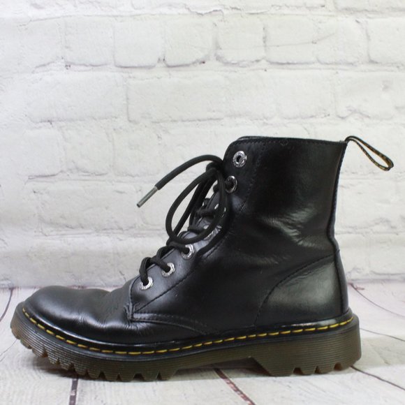 Dr. Martens Shoes - Dr. Martens Luana Black Leather Lace Up Ankle Combat Boots Size 7